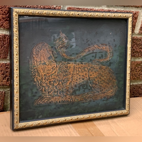 1987 Vintage Handmade Salisbury Cathedral Framed 12” x 10” Lion Brass Rubbing - Picture 9 of 16